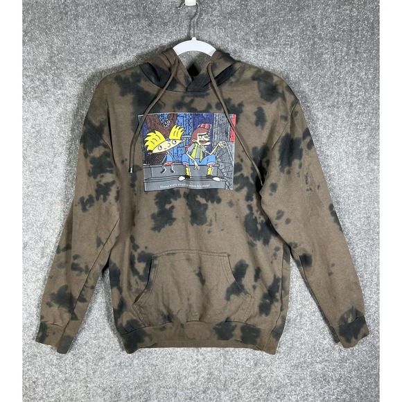 Nickelodeon Hey Arnold Stoop Kid Football‎ Head Tie Dye Hoodie Mens Medium Brown - Picture 1 of 16